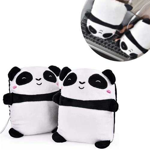 1 Pair USB Winter Hand Warmers, Cute Soft and Comfortable USB Heated Gloves, Half Wearable Fingerless 5V USB Powered Heating Gloves for Gift to Women and Children