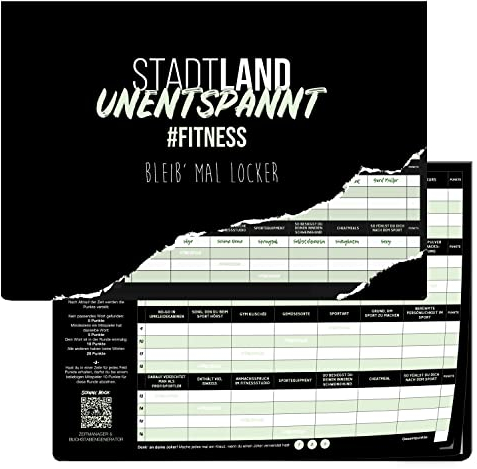 RelaxBro - Stadt Land Unentspannt - Fitness | Stadt Land Fluss | 50 Blatt | DIN A4 | 28 Kategorien | Spielblock | Geschenkidee | Sport | Gesellschaftsspiel