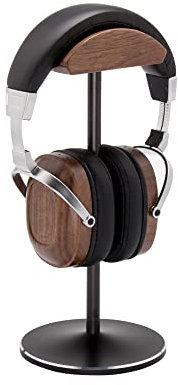 YANGMEI Headphone Stand, Desktop Headset Holder - Headset Holder Made of Walnut Wood & Aluminium, Nature Walnut Gaming Headset Holder with Solid Heavy Base for All Headphone Sizes(Metal Base)