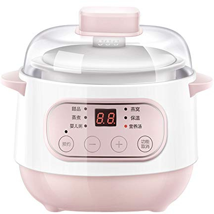 HMTE Marmite électrique 1L Doublure en céramique Mijoteuse Ménage - La Fonction Peut être réservée Mijoteuse à ragoût, Rose (Rose)