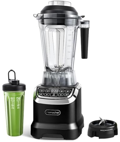 AMZCHEF Mixer Smoothie Maker - Hochgeschwindigkeits-Wandbrecher -1800W Blender -Standmixer - 6 Pro-Scharfe 3D Klingen - Mixer Hochleistungsmixer mit LED Zeitanzeige - Dunkelgrau