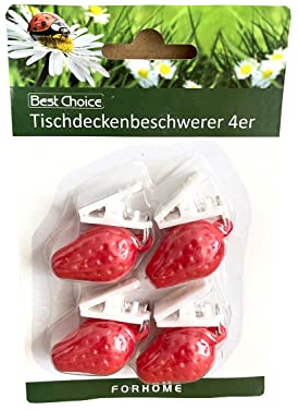 Bonvie.shop 4er-Pack Tischdeckenbeschwerer Tischdeckenhalter Früchte Tischdeckengewichte: Erdbeere