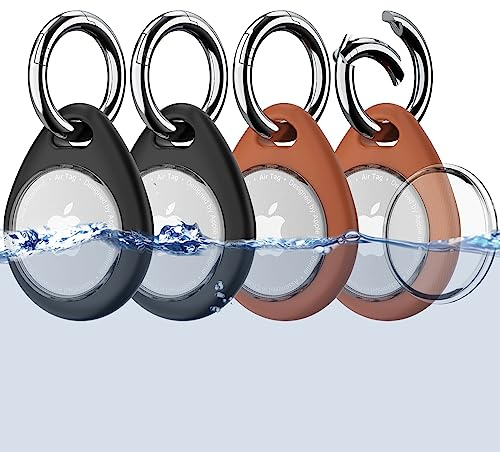 Biuupa Set med 4 skyddshöljen med nyckelring för elektronisk tracker – Stöt- och repskyddat TPU-material med genomskinlig framsida, 360°-skydd, behåller stark signal