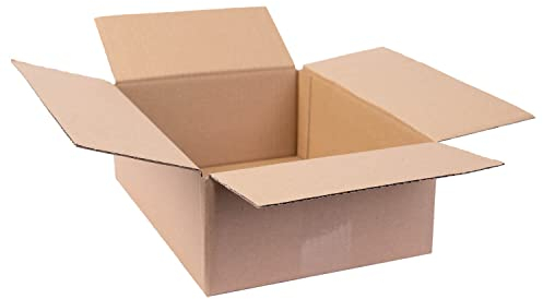 smiley pack 100 Stück Faltkartons 300 x 220 x 100 mm braun Versandkarton Verpackungskartons 30 x 22 x 10 cm aus Wellpappe 1 wellig Karton Pappkarton Versandbox Paket Päckchen