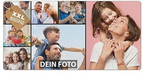 Print Royal PR Großes Mousepad mit Foto - Fotocollage mit 7 Fotos selbst gestalten - XXL Mousepad personalisiert, Geschenke für Freund und Gamer | Schreibtischunterlagen, 800 x 400 mm