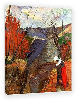 MOBYAT Flower Picture Abstract Wall Art Breton Woman with a Pitcher Canvas Artwork Oil Painting Reproduction Plants Posters for Office Dining Rooms wall decor 70x100cm(28x33in) Frameless