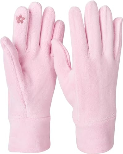 styleBREAKER Damen Touchscreen Handschuhe Fleece | Leitfähige Fasern für Displays, wärmendes Gewebe, extrem elastische Einheitsgröße für 16-21 cm Handumfang (Gr. 6-8).