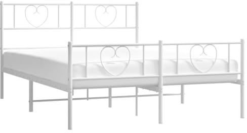 vidaXL Estructura Cama sin colchón con Estribo Metal Blanco 120x190 cm