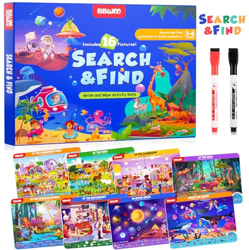 Search and Find Activity Books for Kids Ages 3-5, Travel Games Toys for Car Airplane, Road Trip Activities for Kids Games 4-8, Preschool Learning Activities, Educational Seek Game,Gifts for Boys Girls