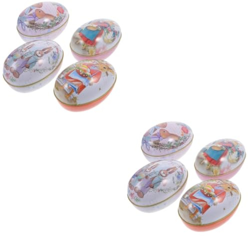 Alipis 8pcs Easter Egg Shape Candy Box Tinplate Storage Container for Easter Party Favor Treat Box Small Case for Egg Hunt Baskets for Boys and Girls