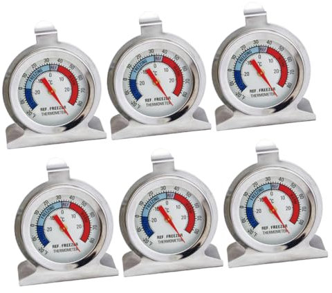 SEWOART 6 Thermomètres de Réfrigérateur en Acier Inoxydable, Affichage Instantané Température, pour Congélateur, Maison et Bureau