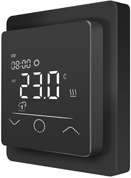 EH Expert Touchthermostat, Heizungsthermostat – Digital Thermostat Heizung, Thermostat Fußbodenheizung, Thermostat Heizung (Schwarz)