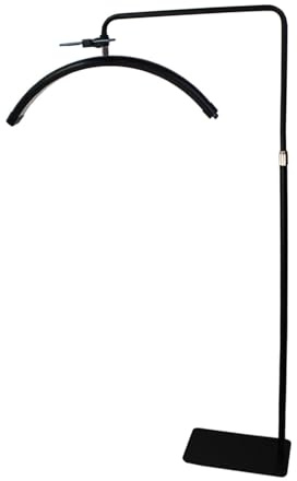 Lampada estetista, Lampada mezza luna estetica, Lampada extension ciglia, Con supporto per cellulare, adatto per la bellezza, Le sopracciglia, i tatuaggi e la cura del viso e della pelle (Nero, 50W)