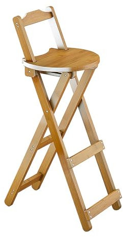 Guyifuny Klappbarer Hocker, natürlicher klappbarer Barhocker aus Bambus, tragbarer hoher Stuhl aus Holz, Hocker in Thekenhöhe für die Küche mit Rückenlehne und Fußstütze