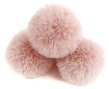 Blausky 10 Stück Bommel für Mütze,Kunstfell Pompon,Bunt Groß Pompons mit Gummiband,Pompons zum Basteln,Bommel Fluffy Pom Poms,für Ostern Weihnachts DIY Kreativen Handwerk Dekorationen,Altrosa A,7 cm