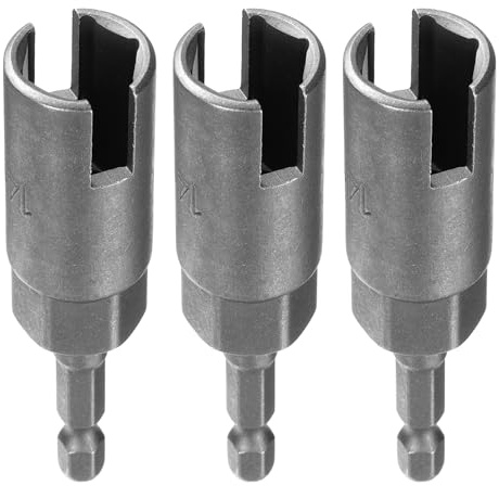 sourcing map 3 Stück H14 Flügelmutter-Schraubendreher, 14 mm, metrischer 6-Punkt-Stecknuss, 1/4-Zoll-Sechskantschaft, tiefer Schlitz, Flügelmutter-Bohrer, CR-V-Stahlschlüssel, Schlagschrauber-Werkzeug