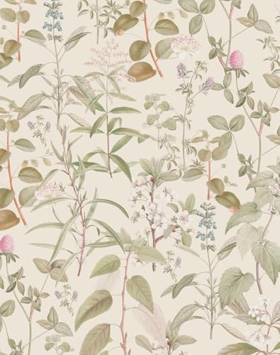 Peel and Stick Wallpaper - 17.7x 118.11 Inch Self Adhesive Removable Wallpaper - Vintage Floral Botanical Leaves Pattern - Easy Install No Glue - Waterproof Vinyl for Kitchen Bathroom Bedroom Decor