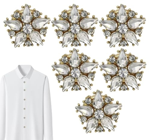 Knappskydd med strass - avtagbara manschettknappar, 6 knappsmycken | stjärnärmade manschettknappar för bröllop, möte, fest, elegant för manschettknappar för tillfällen fo, riferimento alla