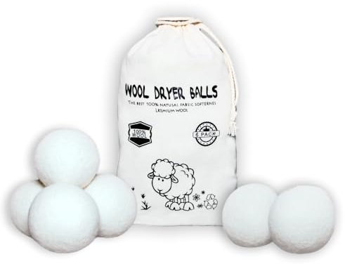 Fluffys Premium XL Trocknerbälle – 6er Pack aus reiner Schafwolle – Umweltfreundlich, plastikfrei und eine Alternative zu Weichspüler