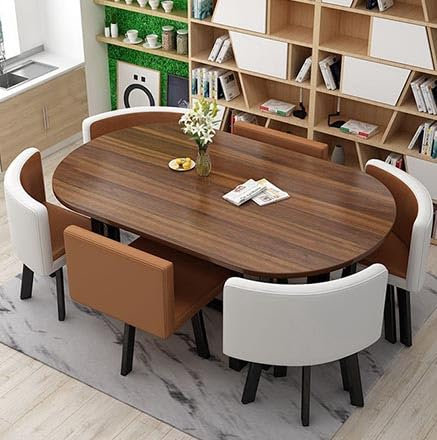 Modernes ovales Esstisch-Set für 6 Personen mit Couchtisch, 7-teiliges Stuhl-Set für Küche, Lounge und Wohnzimmer, stilvolle Möbel für Konferenzraum