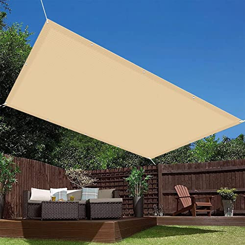 Sonnensegel, 8 m x 3 m, gelb, atmungsaktiv, für den Garten, Markise, blockiert 95 % der UV-Strahlen, inklusive Ösen und kostenlosen Seilen, ideal für Pergola, Hinterhof, Rasen, wasserdicht und