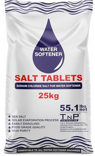 TnP 25 Kg Salt Tablets Water Softener Food Grade Compatible to All Water Softner Machines Food Grade 100% Genuine British Salt Tablet Of Premium Quality Best For Laundry Kitchen Dish Washing (1 Bag)