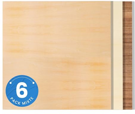 ROBOTIME 3 in 1 Sperrholzplatten Set, Linden+Walnuss+Birkenholz, 30 x 30 x 0,3 cm, 6 Stück, Unbehandelt Holzplatten zum Basteln, für DIY-Malerei, Untersetzer, Modellbau, Heimdekoration