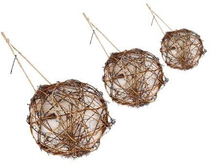 BUGUUYO 3 Stück Nistmaterialkugeln Für Vögel Wetterbeständig Praktische Halter Aus Handgefertigtem Material Selbstgemacht Nistmaterial Für Kolibris Und Kleine Papageien Garten Und Terrasse