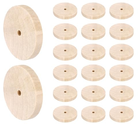 sourcing map Slab Wooden Wheels 2-1/2 Dia. 3/8 Thick 1/4 Hole, Flat Unfinished Wood Hobby Wheel for Mini Christmas Tree Base DIY Model Cars Trucks, Pack of 24