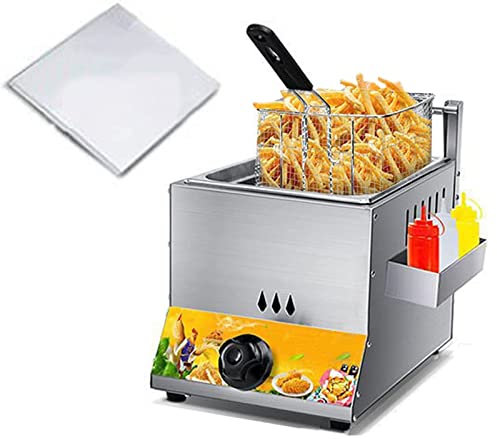 WOTZOV Friggitrice Professionale da 6 Litri, friggitrice da banco in Acciaio Inossidabile con cestelli, Attrezzatura da Cucina per ristoranti di Patatine Fritte in Turchia,