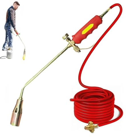 Nuevo kit de quemador de propano para quemar hierbas, quemadores de gas con manguera de 2 m, control de llama y encendedor con botón pulsador, para desbrozar jardines, hielo, nieve y carreteras (50)