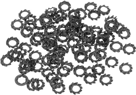 QUARKZMAN 100Pcs Rondelles Frein À Dents Externes, Rondelles De Blocage Crantées En Acier Carbone M3 Pour Boulons Vis Équipements Mécaniques Fixations, Noir