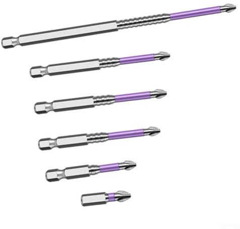 Jeu de tournevis cruciformes magnétiques PH2 K5 antidérapants avec embouts en alliage d'acier trempé, dureté 62HRC, pour tournevis électriques et tournevis manuels (25-50-65-70-90-150)