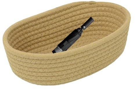 Flätade förvaringskorgar – estetisk vävd korg | 30 x 17 x 9 cm tvättkorg med robust struktur, vävd behållare, repbehållare, hyllbox för hushåll