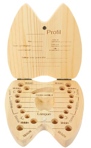 GARIOUANS Caja de Madera para Guardar Dientes de Leche Niña, Portadientes Ecológica y Duradera, Estuche Pequeño en Forma de Diente para Almacenamiento de Recuerdos Infantiles