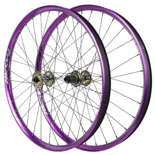 QUYCOIU 26/27,5/29 Hjulpar För Mountainbike Skivbroms Nav Med Genomgående Axel 12x100/12x142Mm 2 Fram 4 Kullager Bak Fälgbredd 35Mm Hjul För XC/AM-cyklar För 7-12växlad Kassett(Purple-a,27.5in)