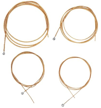 Julihai Akustiska Bassträngar, Gyllene Mässingsersättningssträngar | Standard Gauge Ball End, Varm Balanserad Ton, Klar Lågtonsklarhet, för 4-strängad Akustisk Basgitarr