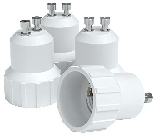 EAZY CASE 4X Lampensockel Adapter - Konverter für GU10 Fassung auf E14 Lampenadapter für LED-/Halogen- und Energiesparlampen Sockeladapter, Weiß