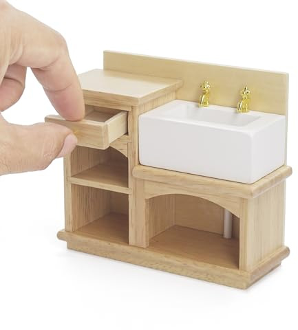 Odoria 1/12 Miniatur Waschbecken Küchenspüle Puppenhaus Möbel Zubehör