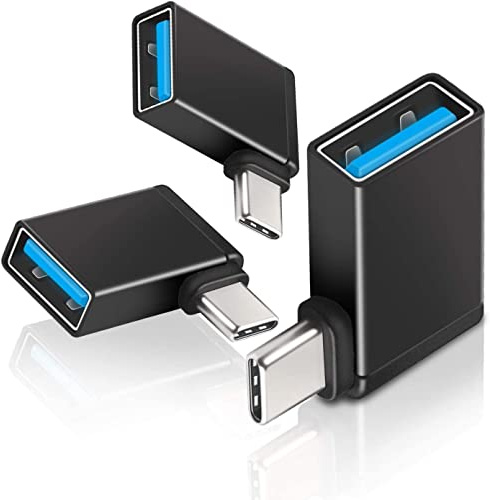 USBC auf USB Adapter 90 Grad (3 Stück), Winkel USBC auf USB 3.0 Extender | Thunderbolt 4/3 OTG-Konverter für MacBook Pro/Air, iPhone 17, 16, 15 Pro Max, Galaxy S26/S25/S24/S23/S22, Dell