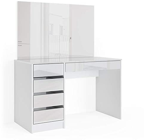 Vicco Schminktisch Weiß Sherry 120x75x55 cm - Kosmetiktisch, 5 Schubladen für unterschiedliche Aufbewahrungsbedürfnisse