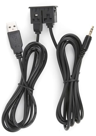 Aramox Cable Auxiliar De 3.5 Mm con Puerto USB para Coches Y Barcos Montaje Flush En Tablero Transferencia Rápida De Datos Y Carga Fácil Instalación .45 Metros De Longitud