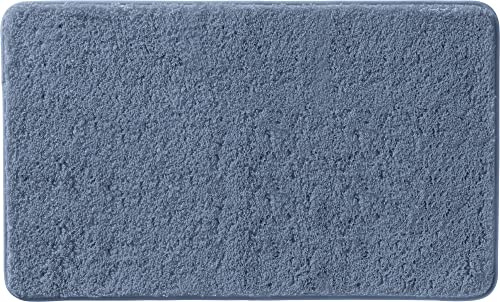 Erwin Müller Badematte, Badteppich, Badvorleger Rhodos Uni rutschhemmend blau Größe 70x120 cm - ultraweich, extrem saugfähig, flusenarm