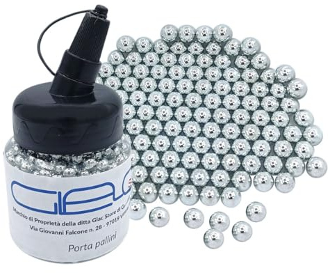 Glac Store® 1000 Pz Pallini in Acciaio Metallo da 6 mm per Softair Soft Air Pistole Fucili 0,80 Grammi Calibrati e Lucidati con Porta Pallini Incluso Comodo Per il Trasporto