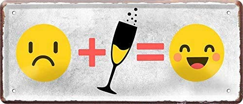 schilderkreis24 Tin Sign Funny Champagne Sign Smiley + Sparkling Wine = Good Mood Decoration Bar Kitchen Prosecco Champagne Secco Wine Pub Counter Gift Idea Birthday Christmas Women 28 x 12 cm