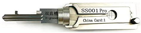 SS001 Tools Dietrich-Werkzeug für Doppel-Rillen-Türschloss, Pro 2-in-1 Decoder und Pick-Werkzeuge, Silber