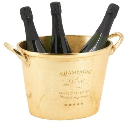 AUBRY GASPARD - Seau à Champagne Cuvée d'Exception en Aluminium Doré - Finition Luxueuse - Capacité 3 Bouteilles - Dimensions 38 x 23 x 24 cm - Idéal pour Présentations Festives et Raffinées