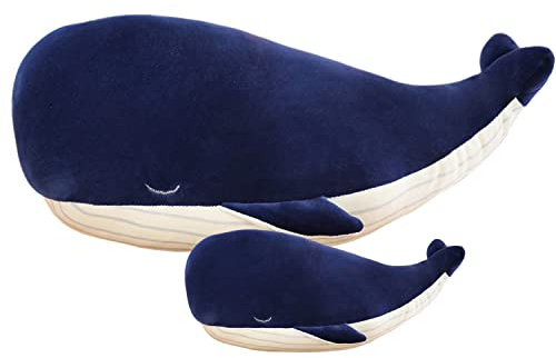 Kekeso Grande Balena Blu Peluche Giocattolo Morbido Che Abbraccia Cuscino Carino Bambola Della Peluche (45cm+25cm=17.71inch+9.84inch)