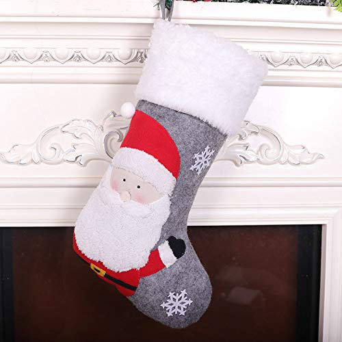 Weihnachtsstrumpf Grauer Schnee Weihnachten Christmas Stockings Personalisiert Die Baumdekoration Nikolausstiefel Befüllen Und Aufhängen für Kinder Thematisierter Schneemann Rentier 2P