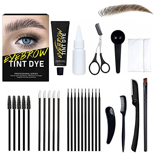 SHEEYOON Eyebrow Dye Kit, Professional Update Formula Brow Eyelash Tint Cream, Natural Semi Permanent Brows Color Long last for 4 weeks (Maroon)